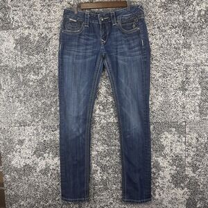 ReRock For Express Womens 6R‎ Skinny 31 X 31 Ebroidered Whiskered Blued Jeans